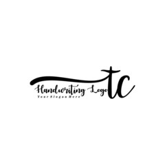 TC Letter Handwriting Vector. Black Handwriting Logo