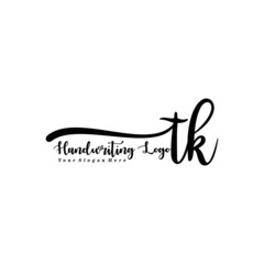 TK Letter Handwriting Vector. Black Handwriting Logo