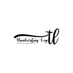 TL Letter Handwriting Vector. Black Handwriting Logo