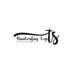 TS Letter Handwriting Vector. Black Handwriting Logo