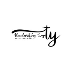TY Letter Handwriting Vector. Black Handwriting Logo