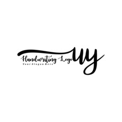 UY Letter Handwriting Vector. Black Handwriting Logo