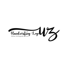 UZ Letter Handwriting Vector. Black Handwriting Logo