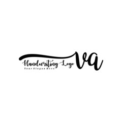VA Letter Handwriting Vector. Black Handwriting Logo