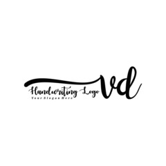 VD Letter Handwriting Vector. Black Handwriting Logo