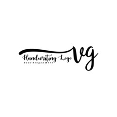 VG Letter Handwriting Vector. Black Handwriting Logo