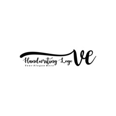 VE Letter Handwriting Vector. Black Handwriting Logo