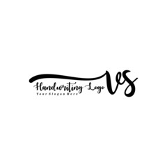 VS Letter Handwriting Vector. Black Handwriting Logo