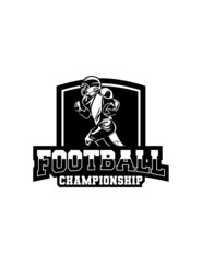 football championship badge in black and white