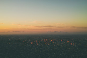 sunset in Sapporo city Hokkaido Japan