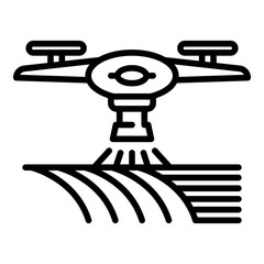 Drone water irrigation icon. Outline drone water irrigation vector icon for web design isolated on white background