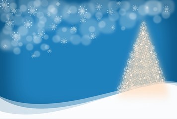 christmas blue background with tree