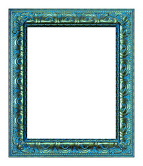 Antique turquoise blue frame isolated on white background