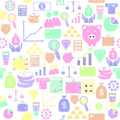 economy seamless pattern background icon.