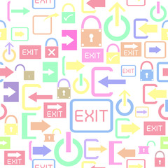 exit seamless pattern background icon.