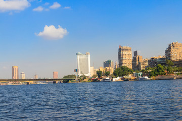 Fototapeta na wymiar View of the Cairo city and Nile river in Egypt