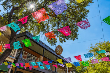Mexican Market Square Paper Decorations San Antonio Texas - obrazy, fototapety, plakaty