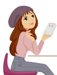 Teen Girl Write To Do List Illustration