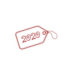 Tag.  Product 2020 year . Vector line icon on a white background.