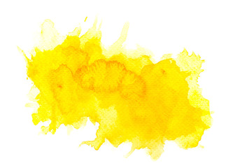 abstract watercolor background.splash color yellow on paper.