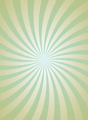 Sunlight retro spiral grunge background. green and beige color burst background.