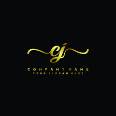 CJ Letter Handwriting Vector. gold Handwriting Logo