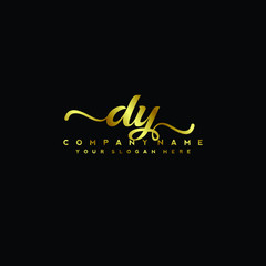 DY Letter Handwriting Vector. gold Handwriting Logo