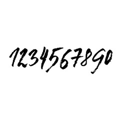 Fototapeta na wymiar Set of grunge handdrawn numbers. Modern dry brush lettering. Vector illustration.