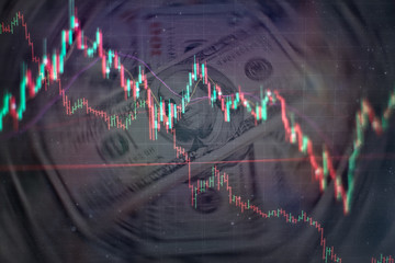 Business success and growth concept.Stock market business graph chart on digital screen. Economic...
