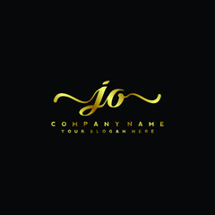 JO Letter Handwriting Vector. gold Handwriting Logo