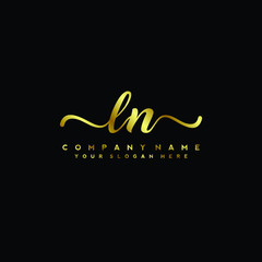 LN Letter Handwriting Vector. gold Handwriting Logo