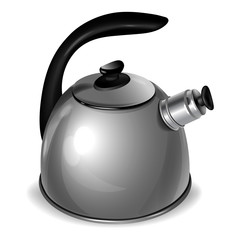 Metal kettle isolated on white background. Tea pot. Chai. Vector illustration