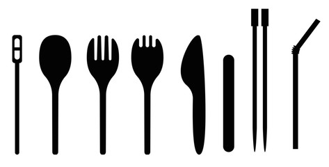 set of plastic kitchen utensils