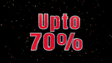 Special offer design off Discount up to 70% on black background.