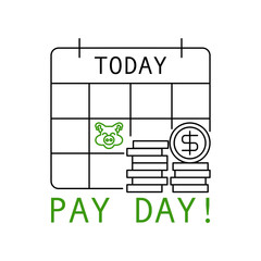 Pay Day concept. Outline thin line flat illustration. 