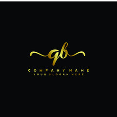 QB Letter Handwriting Vector. gold Handwriting Logo