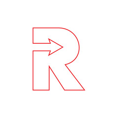 letter r arrow thin line logo vector