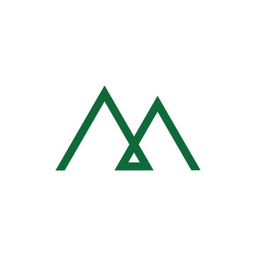 letter m mountain overlapping line logo vector
