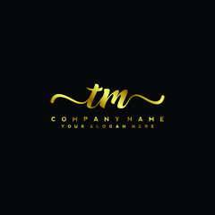 TM Letter Handwriting Vector. gold Handwriting Logo