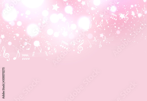 音符と光輝くピンクの背景 アブストラクト Wall Mural Imagefuji