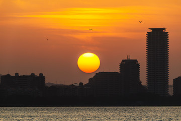 博多湾の夕日