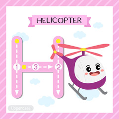 Letter H uppercase tracing. Helicopter