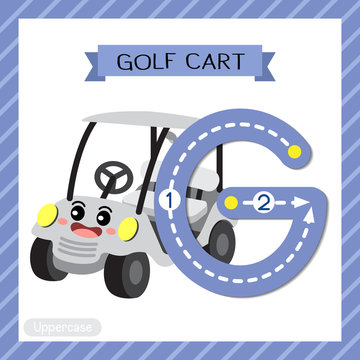Letter G uppercase tracing. Golf Cart