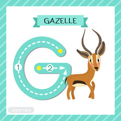 Letter G uppercase tracing. Standing Gazelle