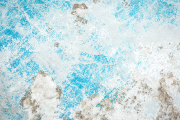 Beautiful Abstract Grunge Decorative Light Blue Cyan Painted Stucco Wall Texture. Handmade Rough Winter Christmas Paper Wide Background With Copy Space