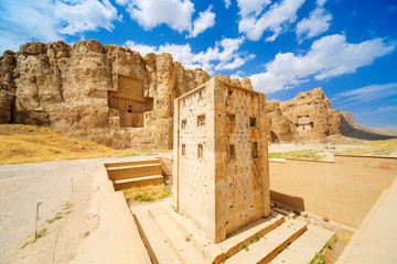 Scenic view of Persian king's tomb in Naqsh-e Rustam, Iran.