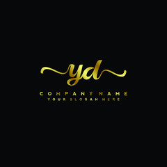 YD Letter Handwriting Vector. gold Handwriting Logo