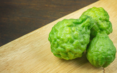 Bergamots on wood table for healthcares concept.