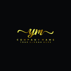 YM Letter Handwriting Vector. gold Handwriting Logo