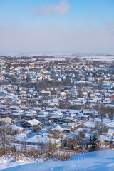 Winter view of the small country town Falköping in Sweden